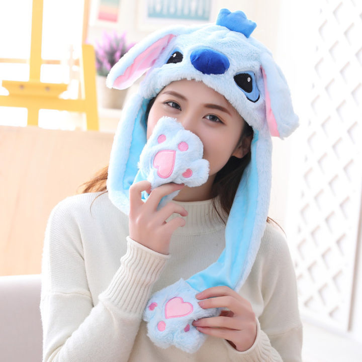 Fashion Moving Hat Rabbit Ears Plush Sweet Cute Cap Anime Stitch ...