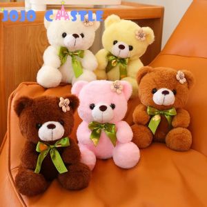 JOJO CASTLE  Hot 20cm Coloured Bear with Ribbon Plush Toys Pink/Blue/Green/Purple/Brown/White/Yellow Stuffed Teddy Bear Soft Bear Wedding Gifts Girl Kids Toy Birthday Gift Brinquedos