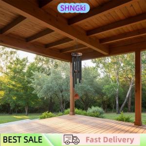 SHNGki 26 Inch Aluminum Alloy Pipe Wind Chimes with Wooden Hanging Plaque for Patio Porch Yard Home Decor