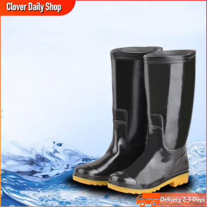 Mens Rain Boots Waterproof Non-slip PVC Durable Rubber Slip Resistant Thick Safety Protective Shoes for Outdoor Work