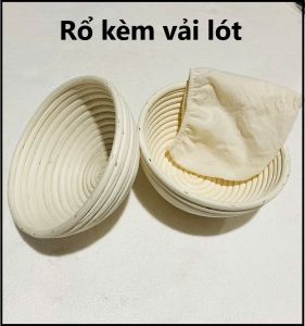 Rổ mây tròn 22*h9cm kèm vải lót khuôn bánh hỗ trợ ủ lên men bánh mì hoặc decore trang trí hoặc để đồ dùng đa dụng