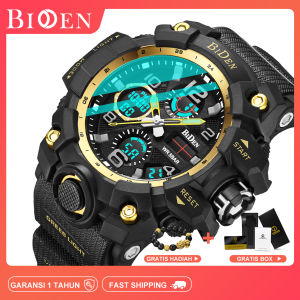BIDEN Jam Tangan Pria Digital LED Olahraga Militer Analog Tahan Air Tampilan Tanggal Chronograph Jam