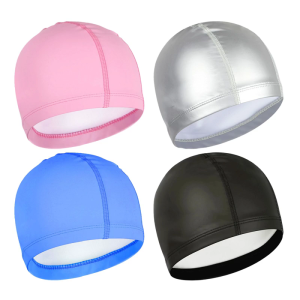 PU Coated Swim Caps Adult Large Swimming Hat Elastic PU Coated Caps Ear Protections Swim Caps for Long and Short Hair
