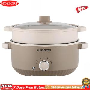 [HOM] Double-Layer Electric Hot Pot with Steamer Multifunctional Electric Cooker 4.5L Capacity for Stir Fry Steak Noodles Soup