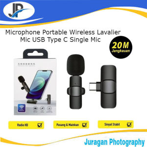 PROMO Microphone Portable Wireless Lavalier Mic USB Type C - Iphone/Lightning - Micro USB Double Microphone Original
