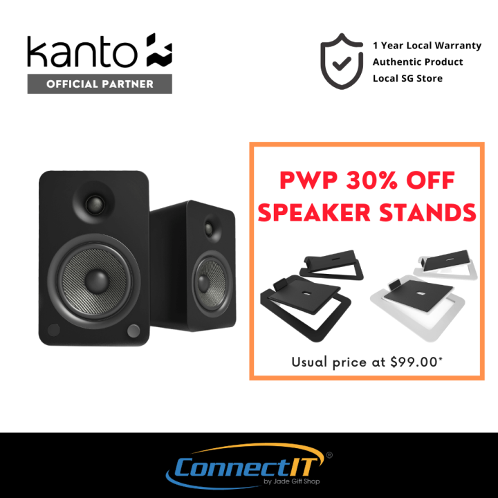 Kanto YU6 Powered Bookshelf Speaker with Wireless Bluetooth and Phono