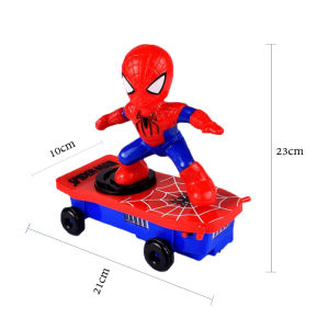 ของเล่นไฟฟ้าสเก็ตบอร์ดสไปเดอร์แมน หมุนได้ มีเสียงเพลง ของเล่นเด็ก ของเล่นเพื่อการศึกษา ของเล่นสร้างสรรค์ ของขวัญฮาโลวีน