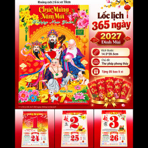 Lốc lịch 2027 nhiều kích thước 30x40cm 25x35cm 20x30cm 17x24cm 14.5x20.5cm 13x19cm 10.5x14.5cm