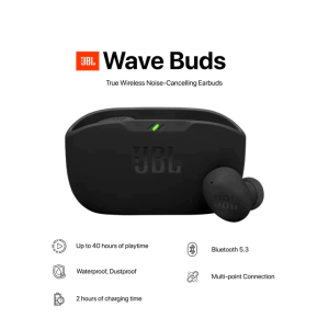 JBL Wave Buds True Noise Canceling Earbuds Black and White with IP54 Dust & Water Resistance Ambient Aware & TalkThru 50 Hours Playtime Quick Charge 10 mins = 2 hrs JBL Deep Bass Sound