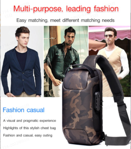 GiiMall Mens Motorcycle Anti-theft Chest Bag USB Charging Sport Sling Bag