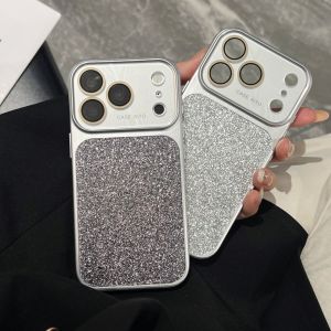 Fashion Glitter Bling Plating Shockproof Phone Case For iPhone 17 16 15 14 13 Pro Max Crystal Lens Protect Sparkling Back Cover