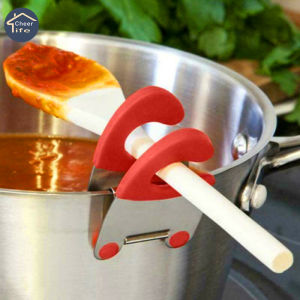 Cheer Life Anti-scalding Pan Side Scoop Clamp Stainless Steel Pot Edge Shovel Clip Spoon Rests Pot Side Spatula Clip Soup Pot Fixing Clip Kitchen Gadgets