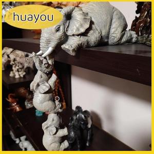 huayou Resin Decorative Craft 3-piece Realistic Elephants Mother Hanging 2-Babies Figur