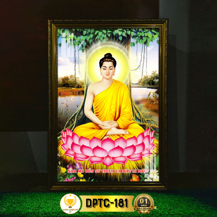 Tranh Thờ Phật Thích Ca Có Đèn CHÂN THIỆN MỸ, Trang Trí Bàn Thờ Treo ...