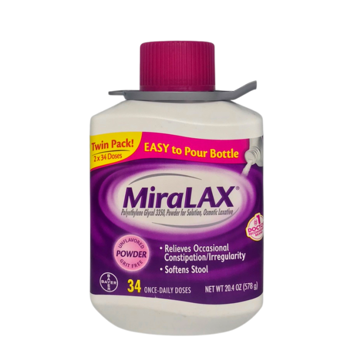 MiraLAX Polyethylene Glycol 3350 Powder for Solution Osmotic Laxative ...