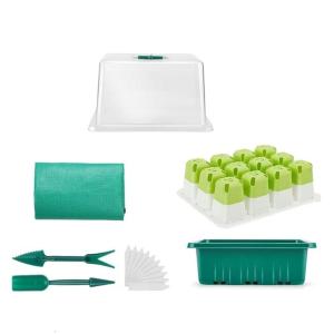 ถาดต้นกล้าชุดเริ่มต้นเรือนกระจกขนาดเล็กสำหรับในร่มและกลางแจ้งกล่องขยายพันธุ์ด้วยฝาปิดที่ชัดเจน