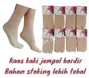 3&6 PASANG KAOS KAKI STOKING JEMPOL BORDIR WANITA