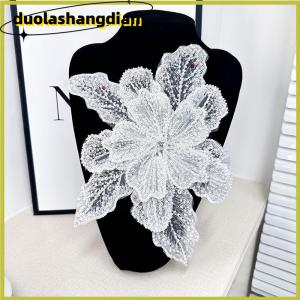 [Duola] Sequin Beaded Flower Collar Applique White Lace Embroidered Patch Corsage DIY Decorative Wedding Dress Clothing Accessories