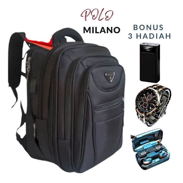 BONUS 3 HADIAH TAS POLO MILANO 0RIGINAL100 JUMBO TAS SEKOLAH ANAK LAKI LAKI RANGSEL PRIA WANITA BACKPACK MUDIK TERMURAH TERLARIS Lazada Indonesia