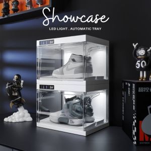 Premium LED Remote Open AJ Shoe Box Nike Sneaker Display Show rack Led Light 2 in 1 Pack Shoe Box Transparent Bags Shoe Toys Display Box with LED Light Motorized by Thehomeshoppe