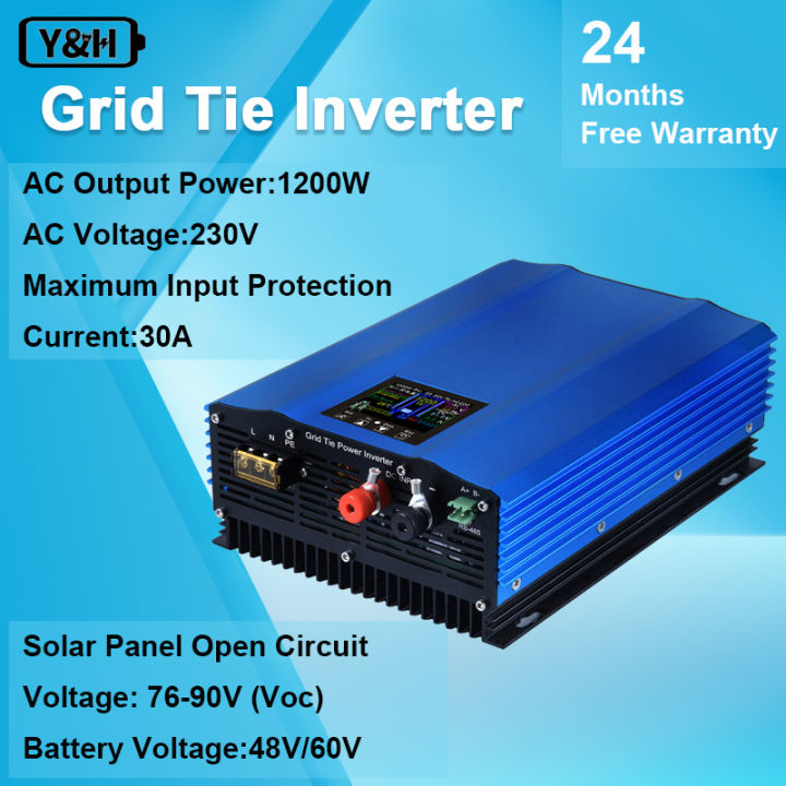 Y&H 1200W Grid Tie Inverter Power Limiter LCD Display DC55-90V Solar Input  AC230V Pure Sine Wave Output