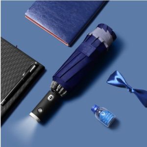 Automatic Reverse Foldable Umbrella LED Flashlight Reflective Umbrella Anti UV Windproof Payung Lipat Hujan