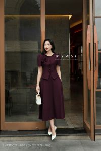 Set Vest Chân Váy Hè Nữ Công Sở Ngắn Tay Đính Hoa Sang Trọng 5MAB15326 5MCXB2270