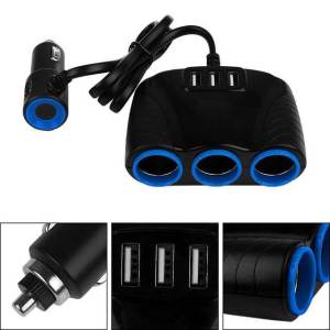 12V/24V 120W 3 Way Auto Sockets Car Adapter Splitter 5V 3.1A Output Power 3 USB Car Charger
