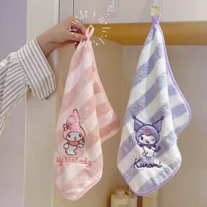 Sanrio Kuromi Towel Cute Cartoon Cinnamoroll My Melody Girl&Child Kawaii Stripe Wash Face Hands Washcloth Gifts