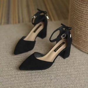 Free Shipping Baotou Sandals WomenS Hollow-Out Shoes 2026 Spring/Summer New Collection Evening-Style Chunky Heels Korean-Style Bow-Tie Professional Heels