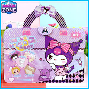 Kuromi Cartoon Quiet Book with Handle DIY Dress Up Stickers & Nail Art Painting Kit Gift for Girls