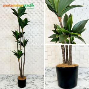 Pohon Artificial Tanaman Imitasi Agave Siklok Hijau Tua Latex Pot Dasar Dekorasi Rumah