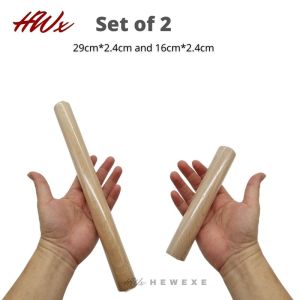 HWx Rolling Pin (Set of 2) Solid Beech Wood Ideal for Pizza Cookie Noodle Pasta (29*2.4cm & 16*2.4cm Straight Style)
