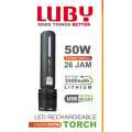 SENTER LED ZOOM LUBY L-AL8002 50WATT TAHAN HINGGA 26JAM - CAHAYA TERANG - WATERPROOF. 