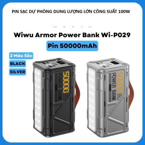 Pin Sạc Dự Phòng Wiwu Armor Power Bank Wi-P029 dung lượng 50000mah sạc nhanh 100W cho điện thoại Laptop