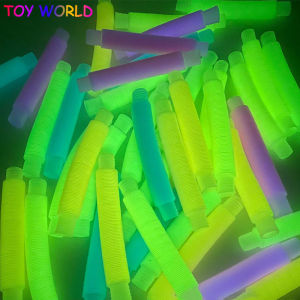 5Pcs Luminous Pop Tubes Sensory Toy for Fidget Stress Relieve Toys Autism Anti Stress Plastic Bellows Children Squeeze Toy