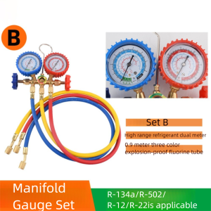 MIIQNUS 3 chiều Bộ đồng hồ đo đa dạng R410A Có thể điều chỉnh Đo lường chính xác Dịch vụ sạc lạnh cho máy điều hòa Bền bỉ với ống mềm dài 3ft Bộ thước đo chung chẩn đoán AC cho chất làm lạnh R410a R22 R134a R404a