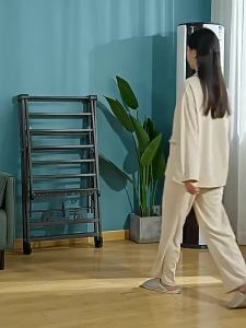 Laundry Rack Ceiling Clothes Hanging Rack Clothes Drying Rack Foldable Clothes Hanger Rack Household floor-standing wing-type foldable and movable carbon steel cross-border balcony quilt drying rack