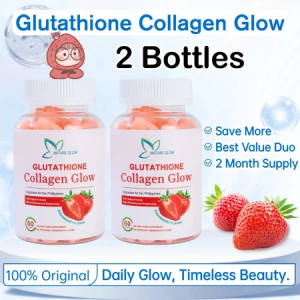 NATURE GLOW Glutathione Collagen Glow Gummies 60pcs Strawberry Flavor Beauty Dietary Supplement Supports Natural Skin Glow & Healthy Skin for Adults