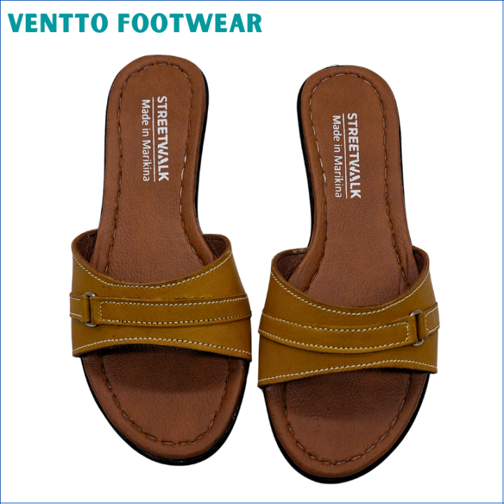 Ventto Footwear Marikina Made Leather Sandals for Women Leather Slippers for Ladies Balat na Tsinelas Pambabae (Item code: ELY-05)