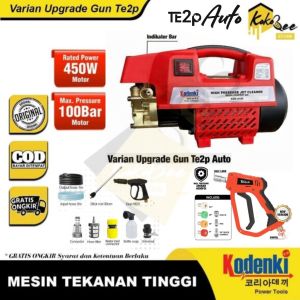 KODENKI High Pressure Jet Wassher Steam Cleaner - Paket Mesin Alat Cuci Tekanan Tinggi Dan Gun Te2p Auto Gun Jet Cleaner V2 Semprotan Mesin Bertekanan Tinggi Tembakan Alat Cuci Steam High Pressure Washer Cuci Mobil Motor Car Kendaraan AC - Pistol Nozzle