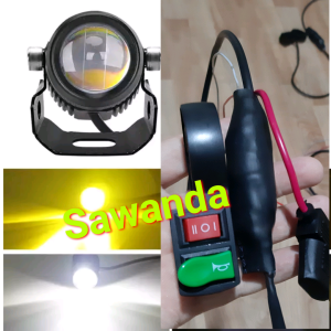 Cụm công tắc Mở Tắt Mở có chuyển Mạch Passing tiếp xúc bằng Bạc cho đèn trợ sáng Bi mini 2 màu Vàng Trắng