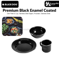 BLACKDOG Premium Black Enamel Coated Tableware Portable Lightweight Cup Dish Plate Bowl Dinnerware Mug Glass Glazed Glossy Finish Elegant Utensil Kitchen Picnic Tools Equipment Camping Outdoor Hiking Original Black Dog. 