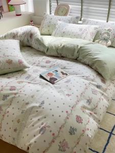 Mr. Jue a Cotton-like Four-piece Set All Cotton 100 Bedding Fresh Quilt Cover Student Dormitory Bed Sheet Three-Piece Set LZD