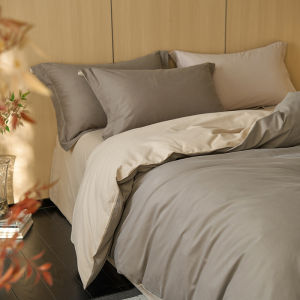 980TC Bedsheet With Quilt Cover Set AB Style Solid Color Fitted Sheet Super Single/Queen/King Size