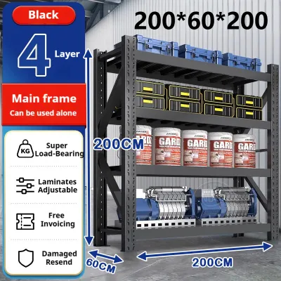 LALA Thicken Heavy Duty Rack Boltless Metal Rack Adjustable Storage Thickened Iron Plate Rust Proof Large Cargo Rack Rak Tugas Berat Bearing 350kg 货架