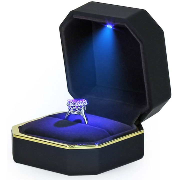 Luxury Ring Box Square Velvet Wedding Ring Case Jewelry Gift Box With ...