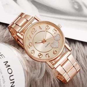 Luxury Rhinestone Watches Women Temperament Elegant Rose Gold Heart Watch Female High-level Quartz Steel Strip Casual Wristwatch HP. SHOP