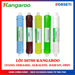 Combo 9 Lõi Lọc 123RO56789 KANGAROO (123 Màng RO50GPD Nano Ceramic Alkaline Maifan ORP) Kèm Cút Nối Nhanh (Combo cho KH đang dùng lõi chức năng vặn ren cũ)