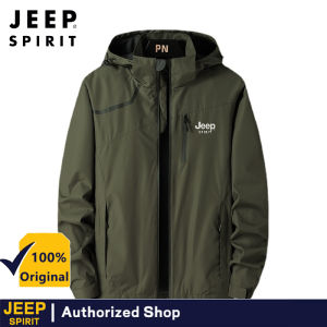 JEEP SPIRIT mens windproof jacket detachable hooded jacket outdoor jacket running mountaineering waterproof windbreaker